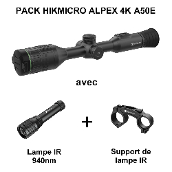 PACK Lunette jour et nuit HIKMICRO ALPEX 4K A50E + Lampe IR 940nm + Support de lampe IR